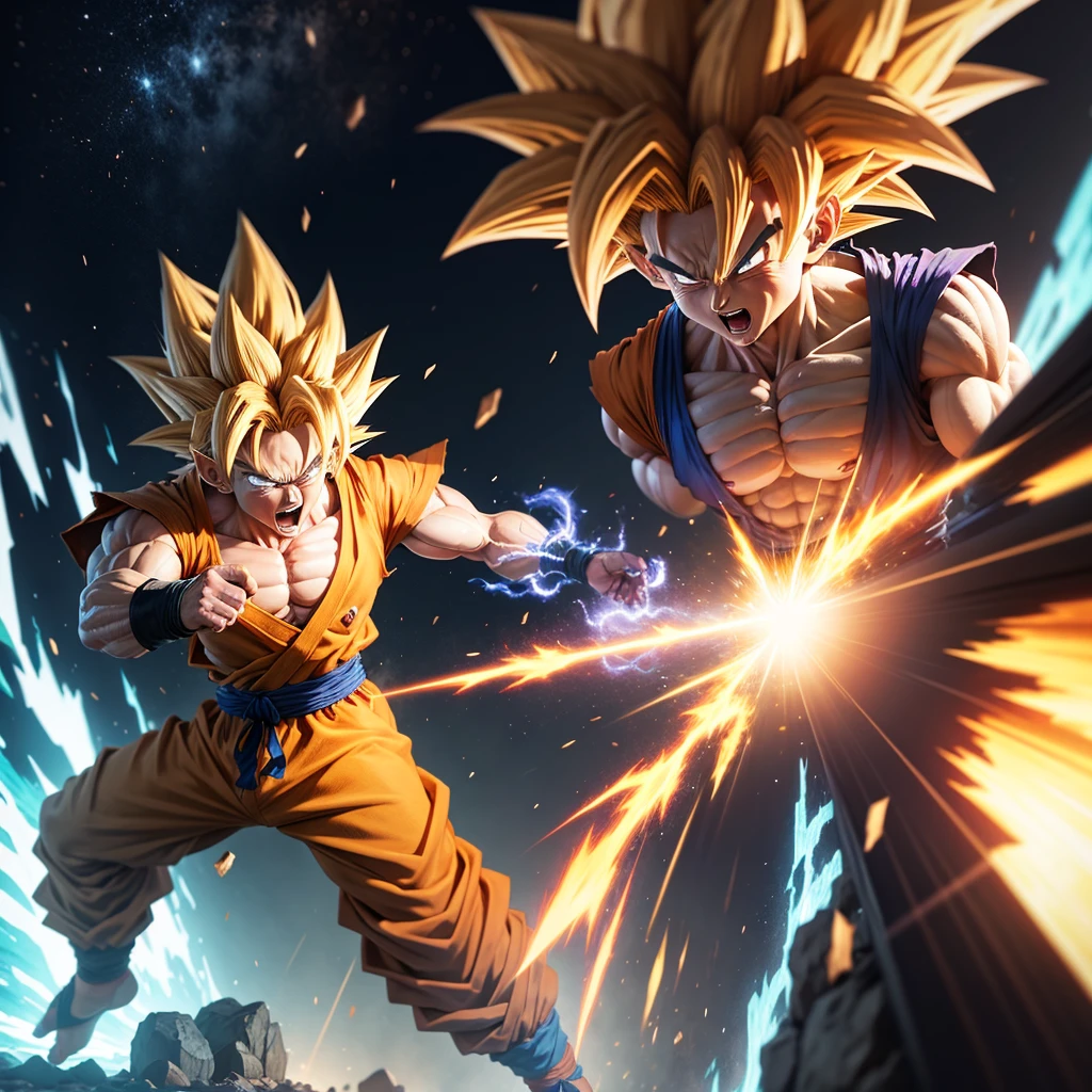 Goku transforming into SSJ4