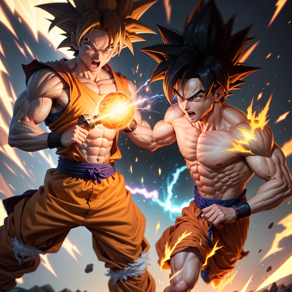 Goku transforming into SSJ4