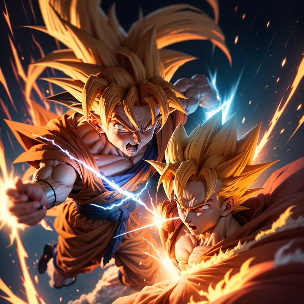 Goku transforming into SSJ4