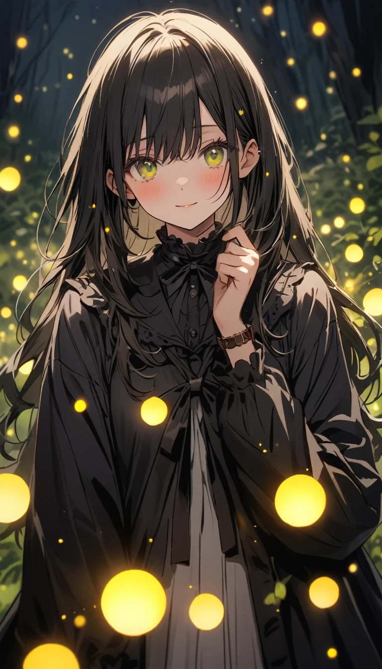 Fireflies make people, Surrounded by fireflies.