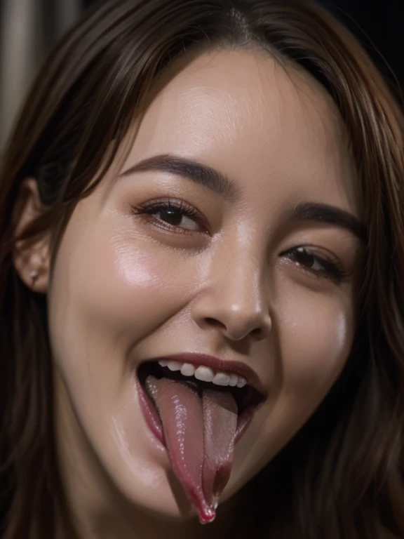 一人のwomanの画像,、Face close-up、Smooth Skin、masterpiece、Highest quality、8K Photo、((close your eyes and open your mouth slightly))、close your eyes、Suffering face、woman, 、Girl、movie theatre、薄暗いmovie theatre客席、Dark auditorium((hyper realistic detail shiny skin,pores))((profile、movie theatre,Sitting in the audience,Sitting next to the viewer,Dark hall、Dark Background)),((very intense orgasm,frown,hyper realistic detail shiny skin))((Old male audience))tongue out, tongue, traces of saliva,, Ahegao, long tongue,((super wet skin))