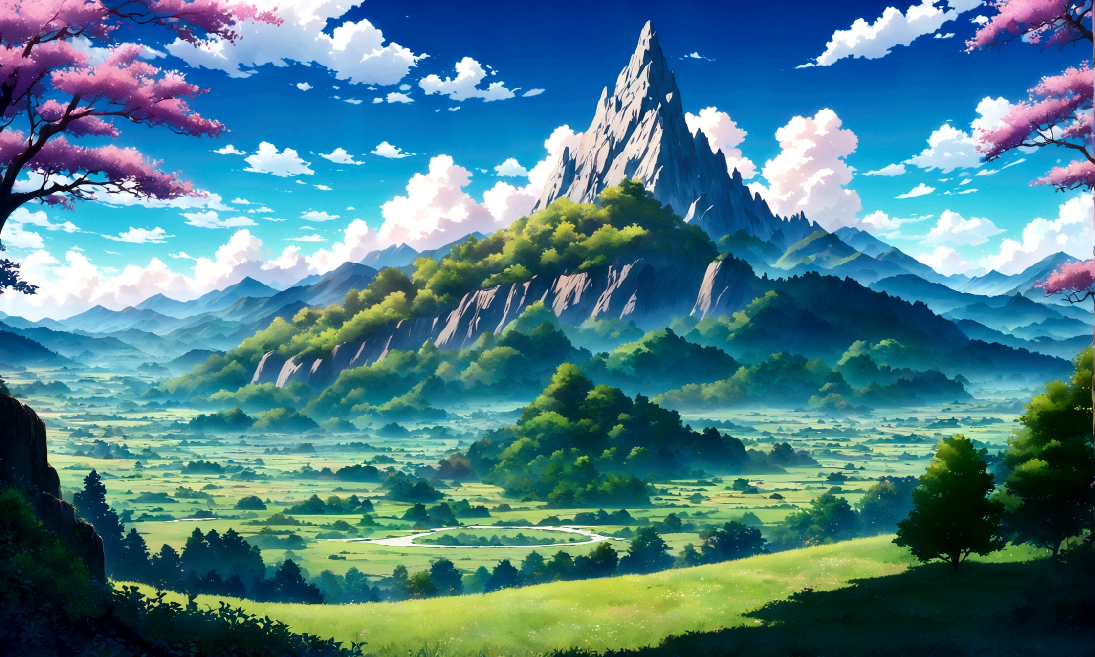 japanese anime - style painting of a beautiful day grassy field with towering mountains , blue cloudy sky,anime countryside landscape, anime landscape, anime landscape wallpaper, anime background art, beautiful anime scenery, anime background, anime beautiful peace scene, anime scenery, anime movie background, anime nature, anime scenery concept art, colorful anime movie background, beautiful anime scene, anime scene, beautiful landscape background,anime art wallpaper 8 K beautiful anime scene,anime,4 K highly detailed digital art