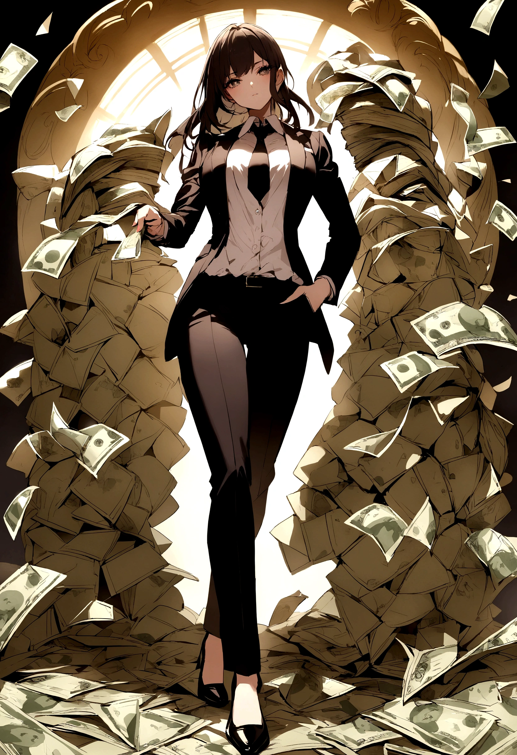 Beautiful girl, businessman, money