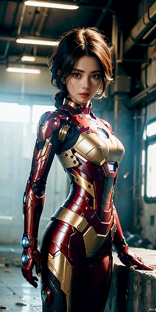 (1girl:1.3), solo,__body-parts__, official art, unity 8k wallpaper, ultra detailed, beautiful and aesthetic, beautiful, masterpiece, best quality, RAW, masterpiece, super fine photo,, best quality, super high Resolution, photorealistic, sunlight, full body portrait, stunningly beautiful,, dynamic pose, delicate face, vibrant eyes, (side view), she is wearing a futuristic Iron Man mech, red and gold, Highly detailed abandoned warehouse background, detailed face, detailed complex busy background, messy, gorgeous, milky, high detailed skin, realistic skin details, visible pores, sharp focus, volumetric fog, 8k uhd, dslr camera, High quality, film grain, fair skin, photorealism, lomography, sprawling metropolis in a futuristic dystopia, view from below, translucent