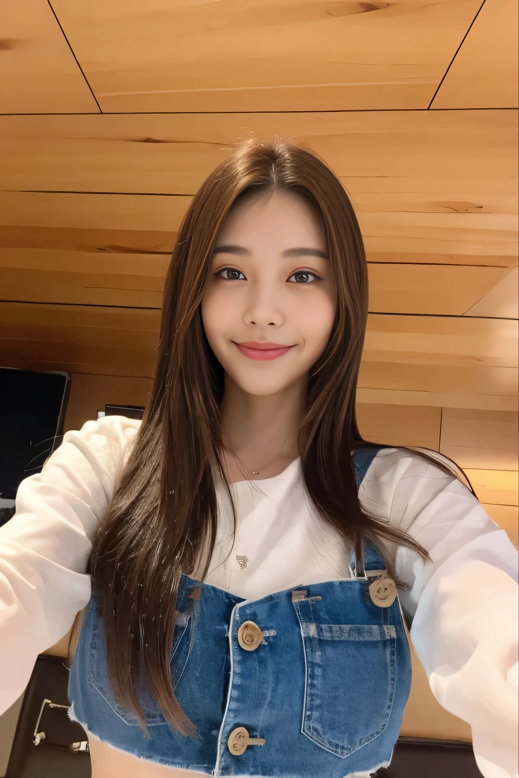 seed:2020674263.((Full body angle:1.1)).((Highest quality, 8K, masterpiece:1.3)), ((from below:1.1)).concentrated:1.2, Perfect body beauty:1.4, Hips:1.2, ((Delicate Hair)), (Colorful button-through crop shirt :1.1) , ((Highest quality、8k、masterpiece:1.3))、1 Girl、A sloppy smile、Esbian all over、Slim face、Big Boobs、Beautiful woman、(Dark Brown Hair)、Long Hair、1.1、Flickering Valley、Detailed eyes、double eyelid、Blurred Background、超Slim face、Smile、Looking down、stroll、