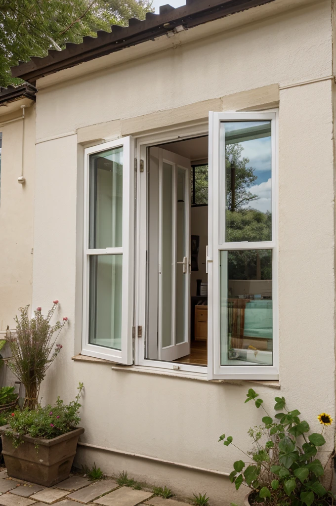 A window on the outside of a house
