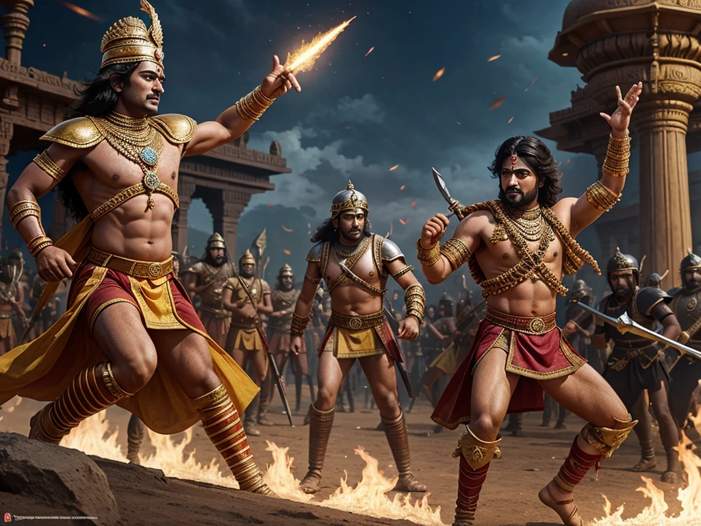 Generate a realistic image of kurukshetra war in Mahabharatam