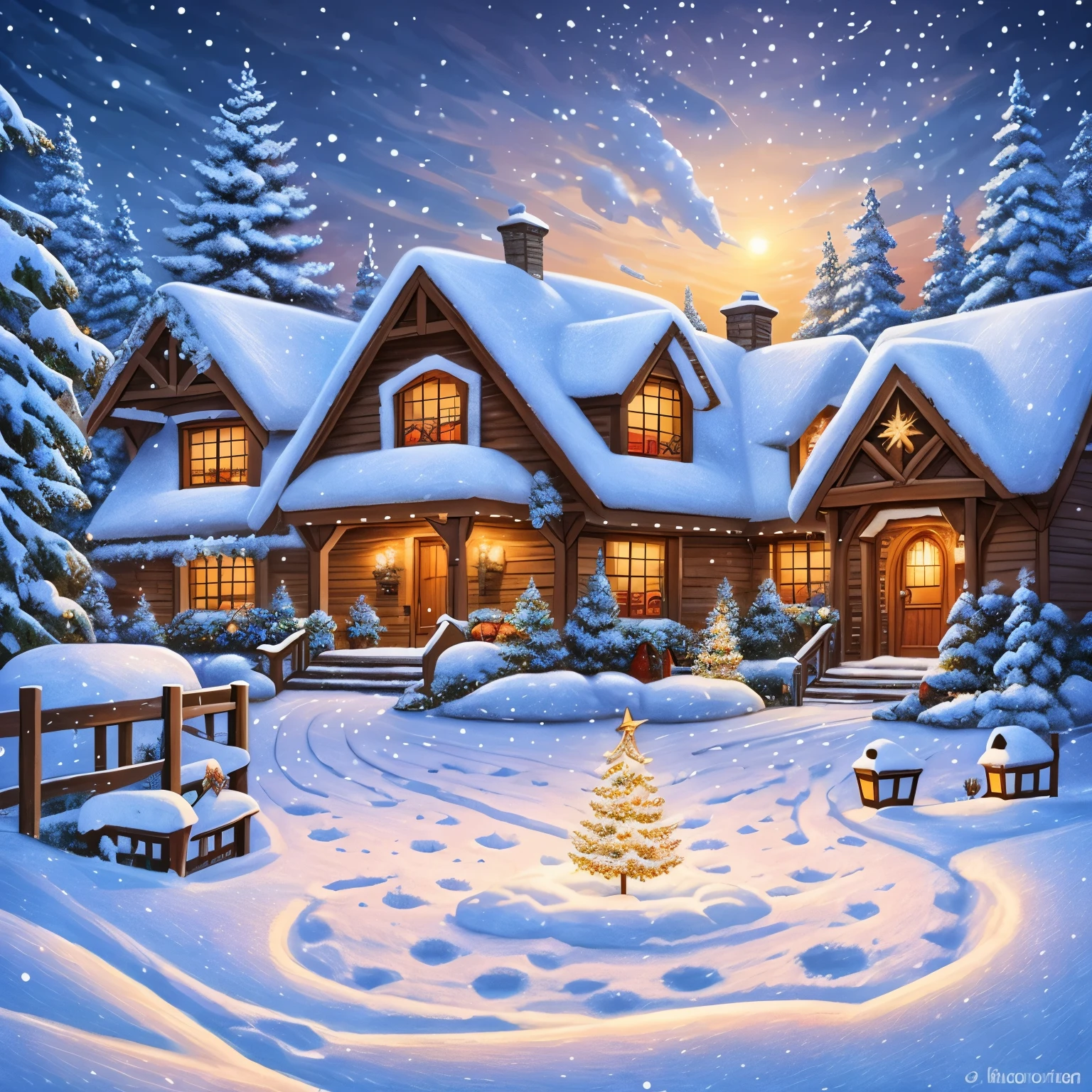 Snowvalve Christmas decorations,dream-like, Fantasy, An illustration