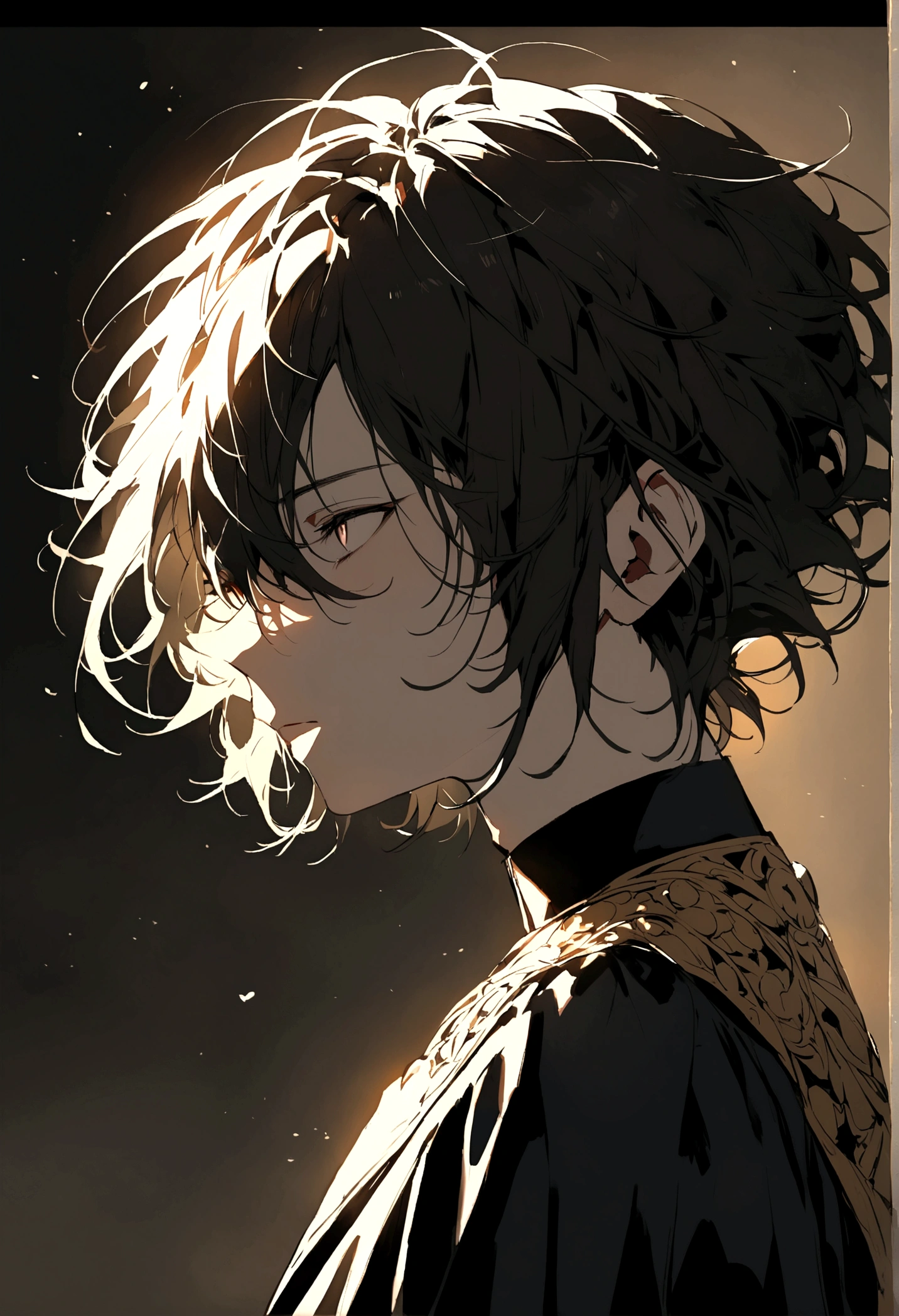 A normal face boy from side face nothing in background 