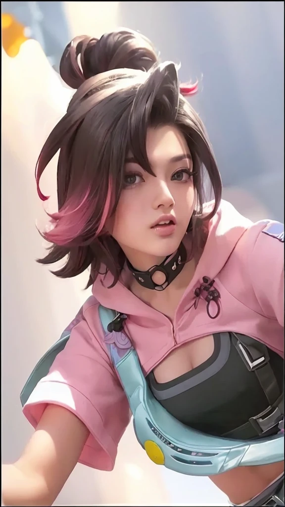 (RAW photo, best quality), (realistic, photo-realistic:1.3), masterpiece, an extremely delicate and beautiful, extremely detailed, CG, unity , 2k wallpaper, Amazing, finely detail, light smile, extremely detailed CG unity 8k wallpaper, huge filesize, ultra-detailed, highres, absurdres, soft light, (((medium hair:1.3), short bang, pink hair, floating hair novafrogstyle)), beautiful detailed girl, detailed fingers, extremely detailed eyes and face, beautiful detailed nose, beautiful detailed eyes, long eyelashes, light on face, looking at viewer, (closed mouth:1.2), 1girl, cute, young, mature face, (full body:1.3), ((small breasts)), realistic face, realistic body, beautiful detailed thigh, (ulzzang-6500-v1.1:0.8), business suit, cross-laced clothes, collared shirt, open clothes, in office, detailed office, open cardigan, black thighhighs, miniskirt, black underwear, unbuttoned shirt,