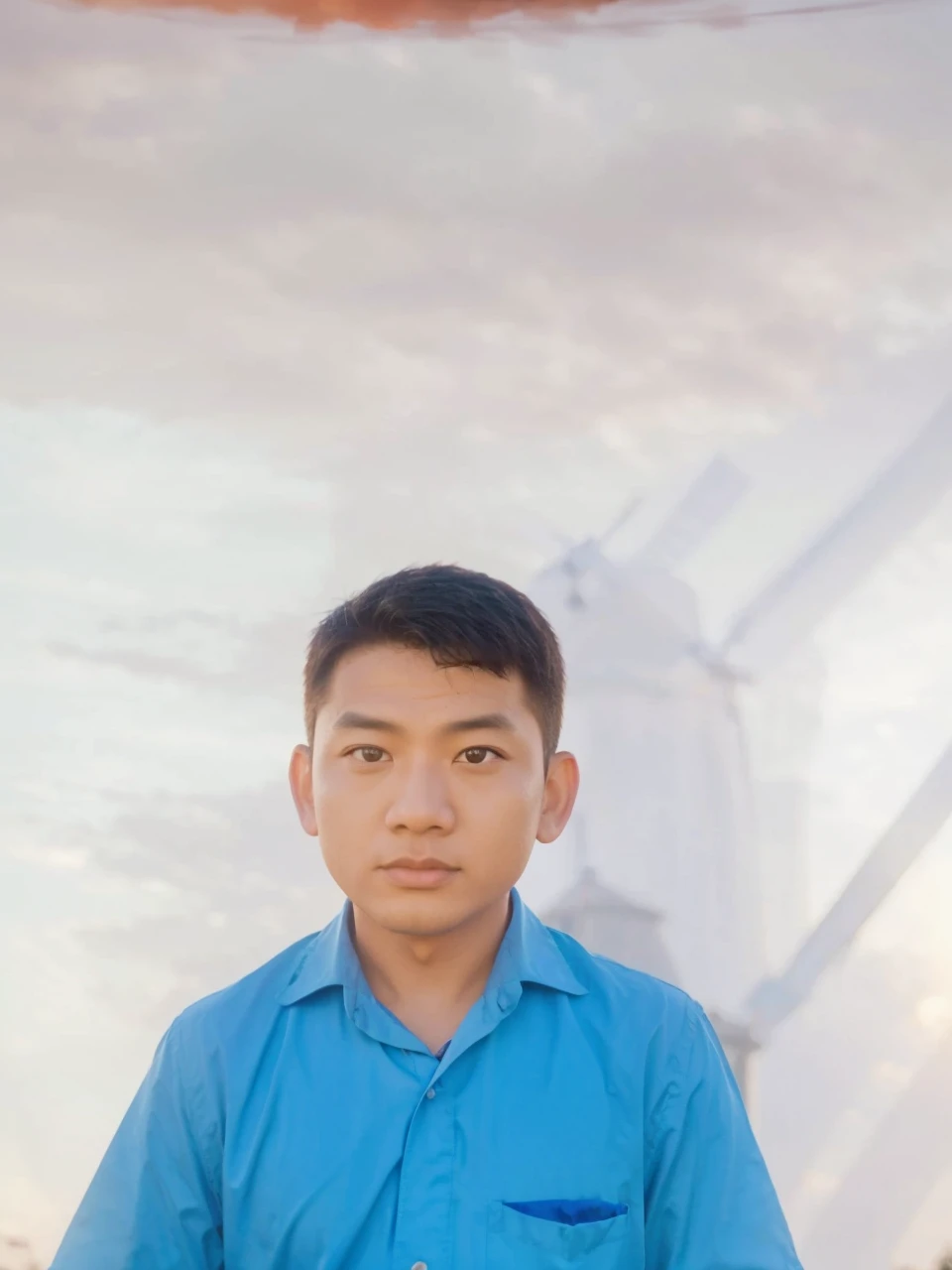 they are running down the road with a windmill in the background, taken at golden hour, cinematic photo shoot, shot at golden hour, cinematic photoshooting, profile picture 1024px, with sunset, cinematic photo, inspired by Rudy Siswanto, mid shot portrait, cinematic. by leng jun, 8k artistic portrait photography, during golden hour