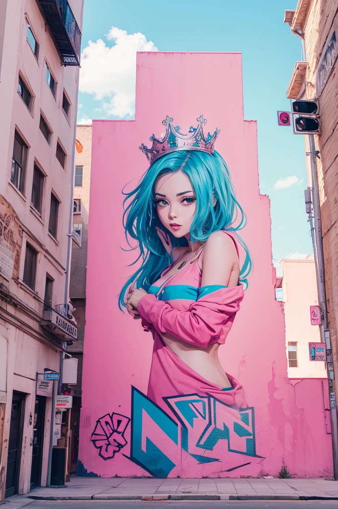 the word "KING" Street graffiti with vibrant pink color on white background