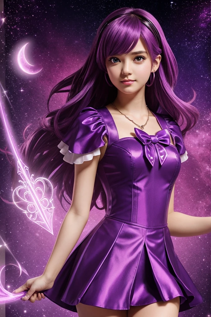 magical girl whose also really pretty with a purple aesthetic type of thing 