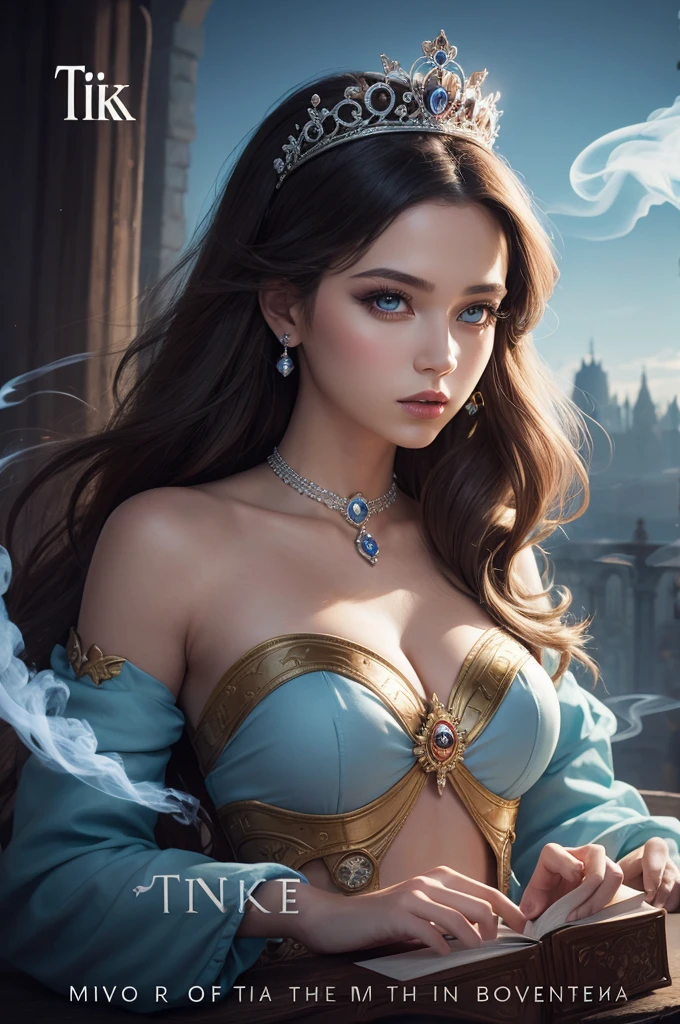 Image for book cover, a princess in a trkno with smoke