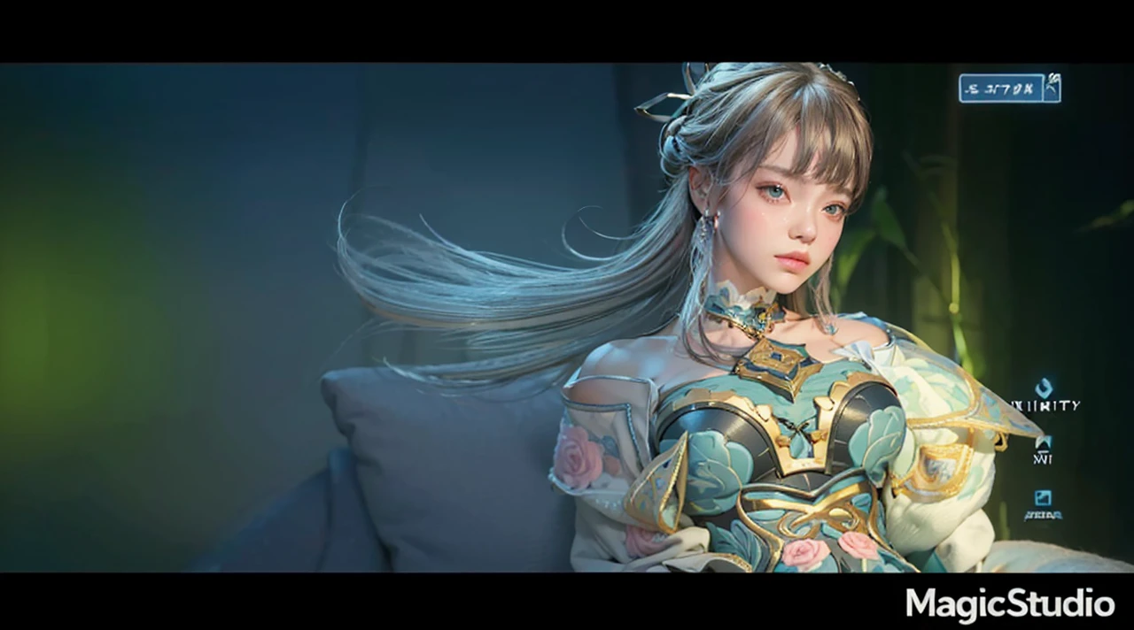 Best Quality, Masterpiece, Ultra High Resolution, (Realisticity: 1.4), Original Photo, 1girl, Pink Off-the-Shoulder, sitting in sofa,Cinematic Lighting