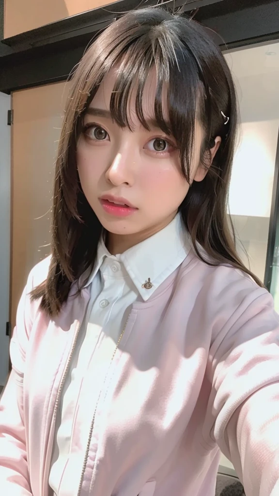 best quality, ultra-detailed, 8k, photorealistic, masterpiece, (photorealistic:1.4), (realistic:1.37), extremely detailed, highly detailed, cinematic lighting, sharp focus, hyper-realistic, (oversized jacket:1.2), white shirt,
