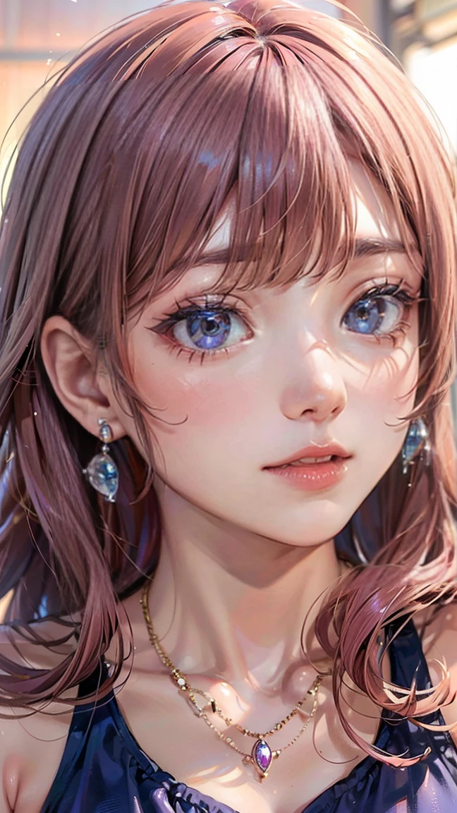 (Masterpiece, BestQuality:1.3), (ultra detailed:1.2), (hyperrealistic:1.3), (RAW photo:1.2), High detail RAW color photo, professional photograph, (Photorealistic:1.4), (realistic:1.4), professional lighting, perfect anatomy, (Big Breasts:1.2), (blush, detailed face), (A happy smile:1.7), Trending Hair&Trending Hairカラーをランダムに, earrings, necklace, bracelet, sexly, erotic sexly, Random sexy gravure poses, (A woman in a purple summer dress、夕焼けのビーチで写真を撮りながらA happy smileでセクシーなグラビアポーズをとっている。Her pink wavy hair sways beautifully.。
:1.3)