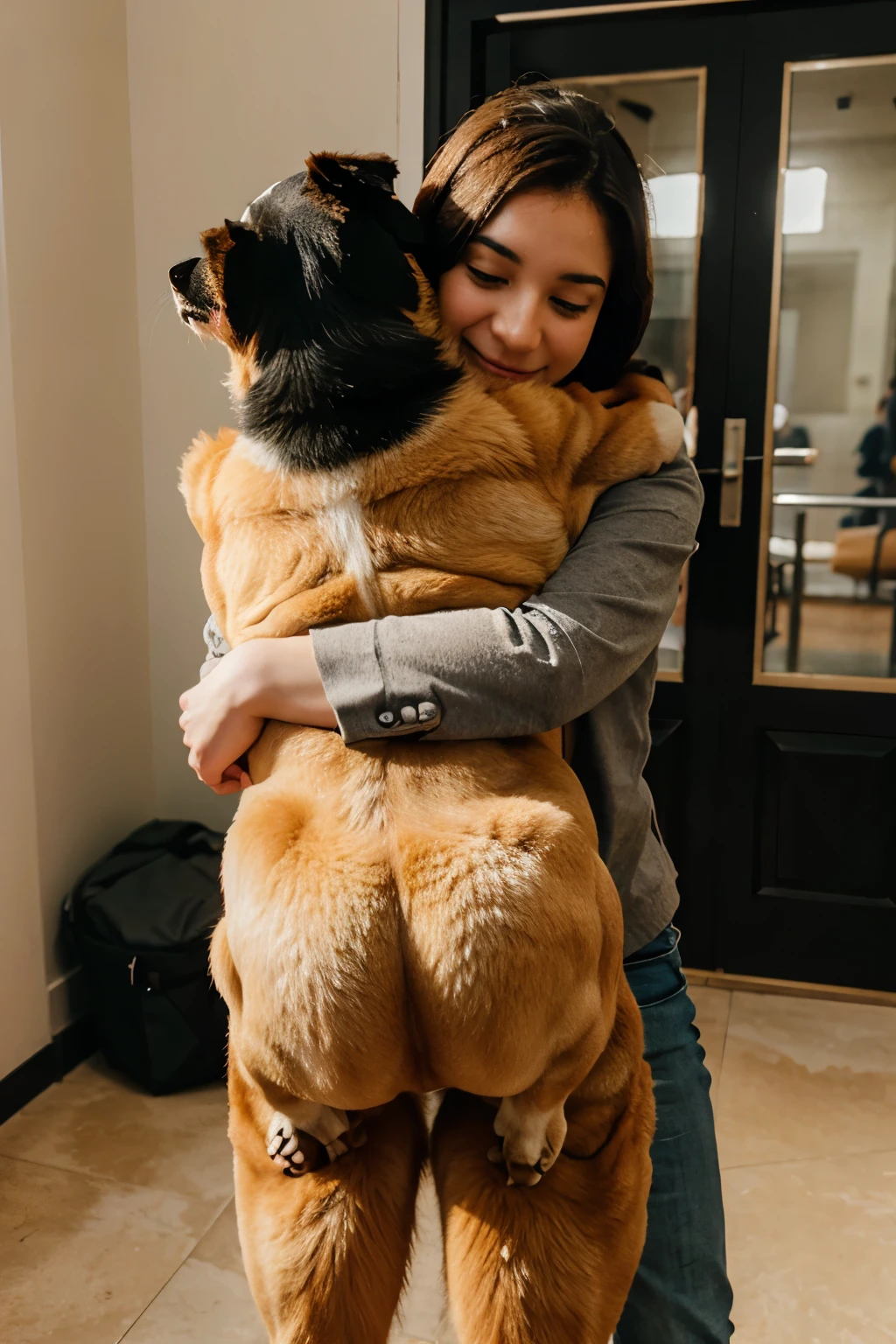 Human hug dogs