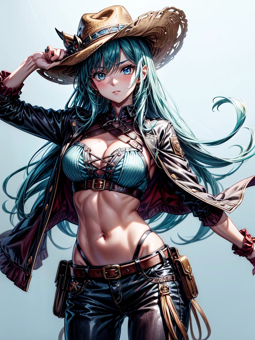 (cowboy shot, maximum quality,),8K, wild west cowboy anime girl