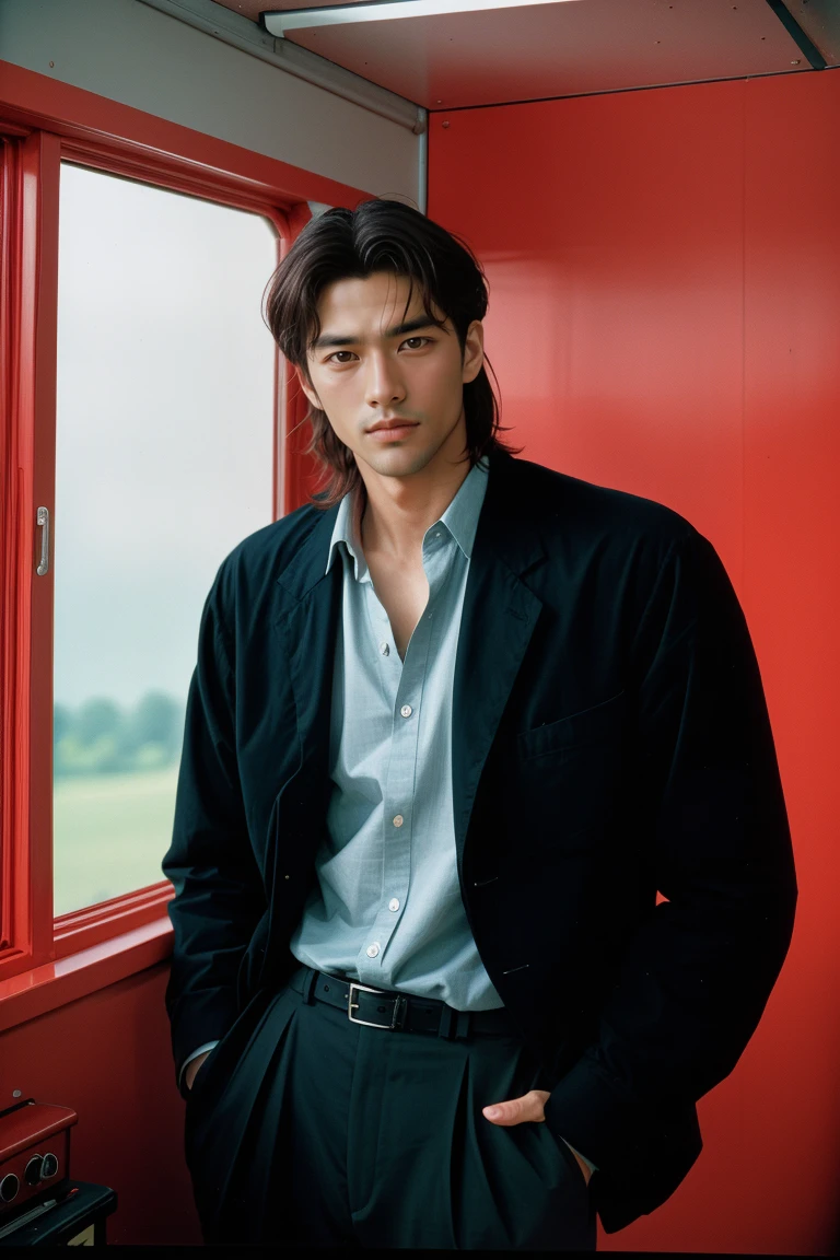 Stunning handsome men , Portra 400 film photo, analog inspiration