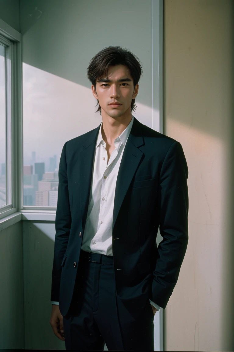 Stunning handsome men , Portra 400 film photo, analog inspiration