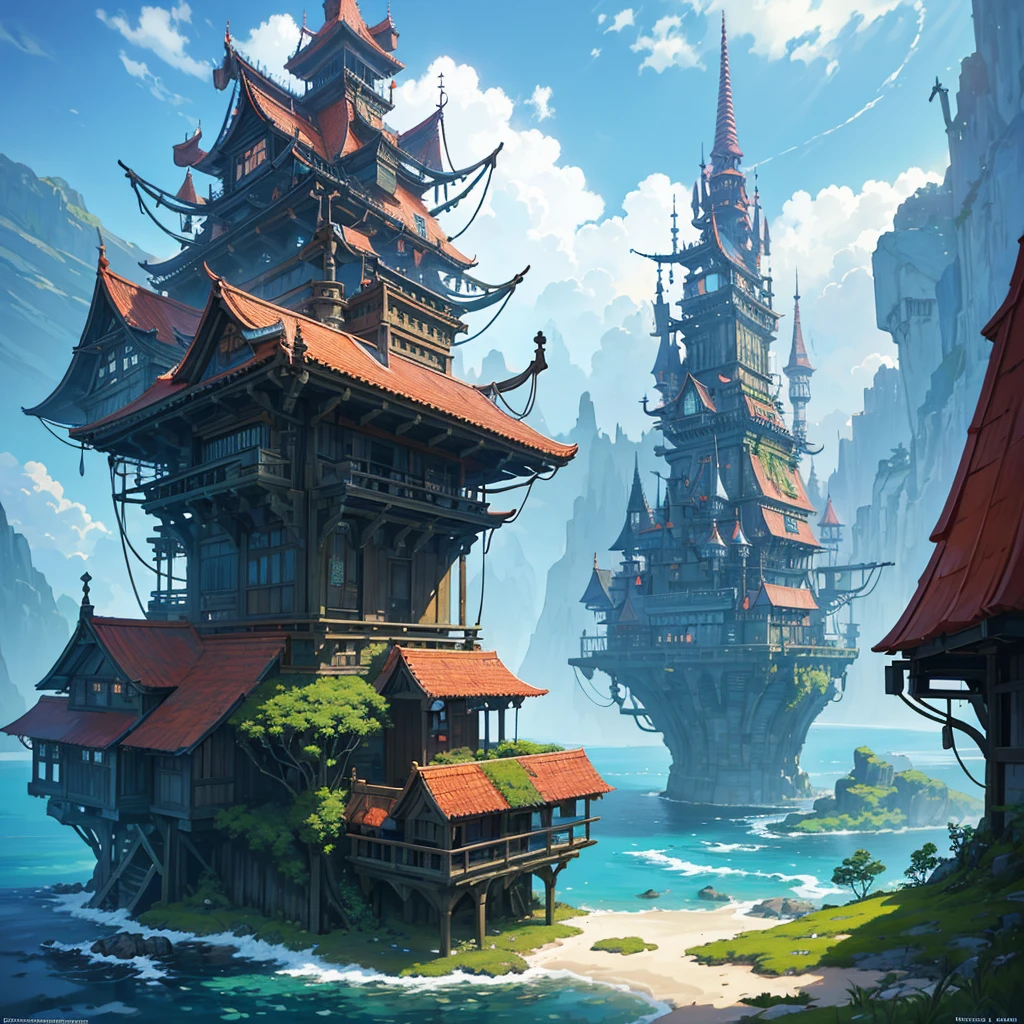 color (Fantasy: 1.2), (Hayao Miyazaki style), (Unusual buildings floating under the sea), patchwork hut, Moss decoration, coral, electricity, Concept art inspired by Andreas Rocha., Artstation contest winner, Fantasy art, (Underwater City), Ross Tran, เพลาelectricity, realistic light, Masterpiece, High quality, beautiful graphics, Highly detailed, Masterpiece, High quality, beautiful graphics, Highly detailed, --v6