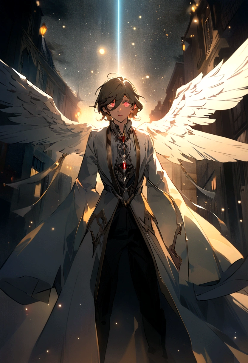 man angel, Des yeux clairs brillants, Biomechanical, odd, flippant, cauchemardesque, Very bright colors, Light particles, with bright light, Mshiff, Art du papier peint, UHD wallpaper