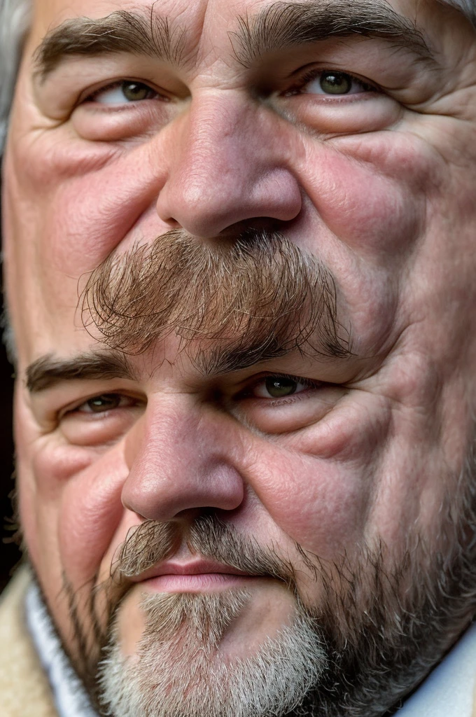 ((best quality)), ((masterpiece)), (detailed), perfect A middle-aged, obese king with short brown hair and a short beard. Has rosy cheeks His face is cheerful