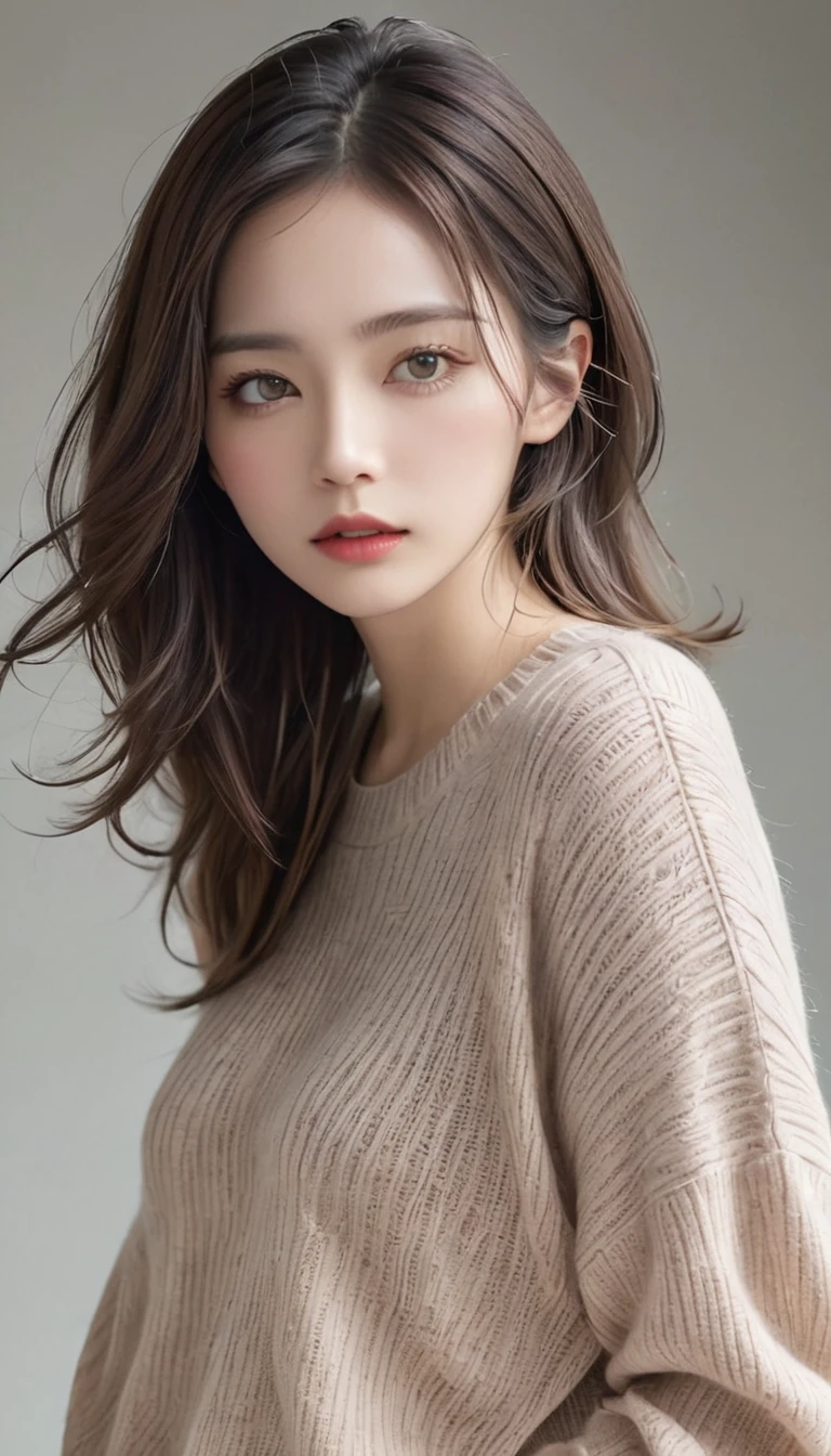 best quality, super fine, 16k, incredibly absurdres, extremely detailed, 2.5D, delicate and dynamic depiction, Images like the cover of a fashion magazine, beautiful women, seductive expressions, outstanding style, great poses, wearing loose summer knit sweater, long skirt, great fashion sense