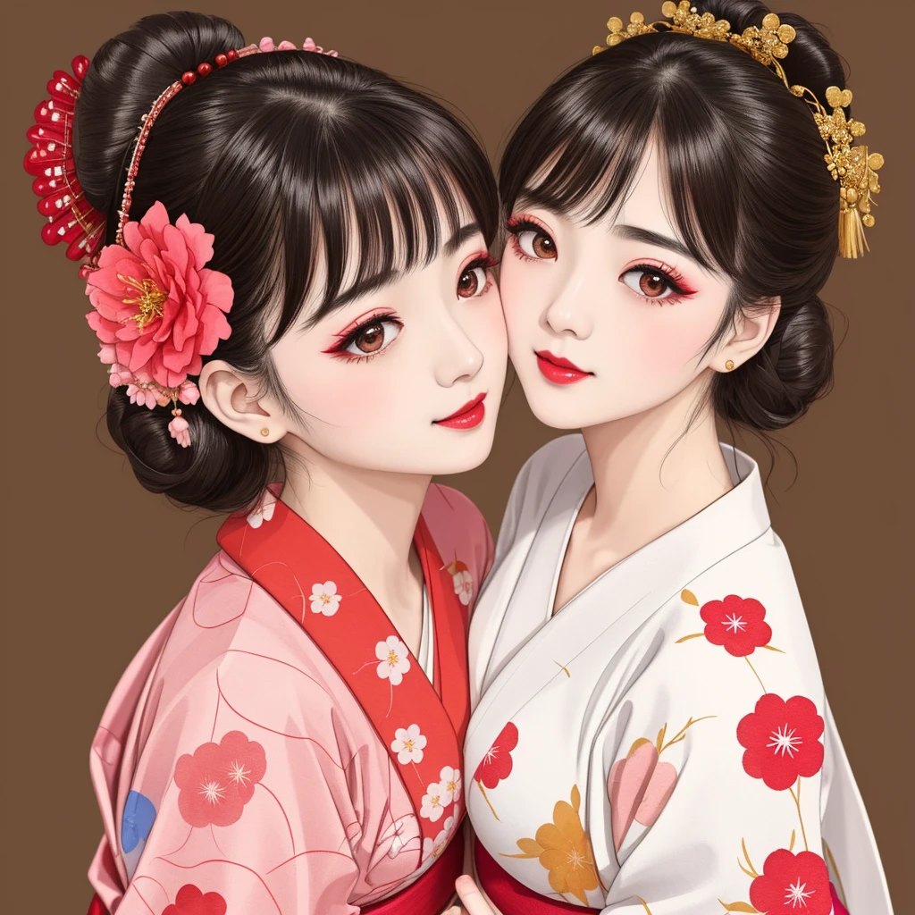 Each has a different expression2People and sisters、(2 girls)、⦅Dancing traditional arts with grace)、((Big Breasts、Small Face、Not exposed))、Highest quality、masterpiece、(Black Hair、Bun Hair)、Brown Eyes、⦅Wide angle、Angle from above the waist、雑誌の表紙のPause、Their gazes are different, staring into the distance⦆、(8K High Quality、masterpiece、High resolution、Realistic and beautiful light and shadow、(Highest quality)、(High Resolution)、(Very delicate and beautiful)、(Beautiful 8k face)、(With a smile、Beautiful eyes)、(Clear skin)、(Soft hair)、(8Head to Body)、(A Japanese-style yukata kimono with red, pink, orange and blue floral patterns on a white background, interspersed with gold powder、Wearing a yukata2Beautiful Japanese girls)、((Tanabata decoration background))、((Small Face))、(arms up)、Thin and small nose、(Red lipstick)、(Make your cheeks red)、(Glossy skin)、((Ink painting style))、Very thin eyebrows、Overall ultra-high image quality、(She is wearing maiko-style makeup.)、Whitening、Long and beautiful eyelashes、Glowing Skin、(Red cheeks),Straight nose、masterpiece、Highest quality、whole body、 Eyebrows visible through hair、Bun Hair、Grin、Gal、コGal、Viewer's Eyes、Plaid、Stylish、woman、fine、Pause、
Waiting to start