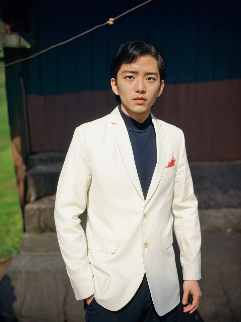 Portra 400 film photo, analog inspiration , natural light, shadowplay, subtle  hues,  , ,handsome men