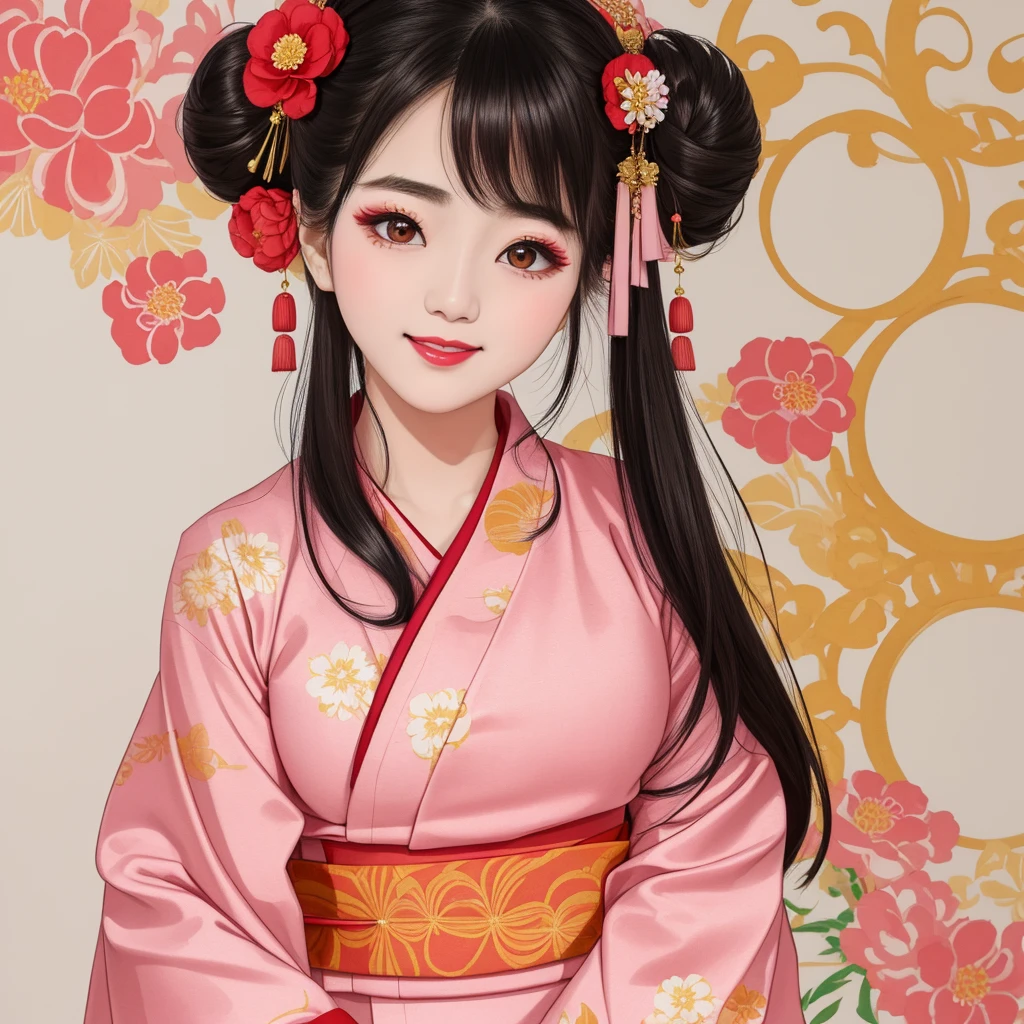 Each has a different expression２People and sisters、(２ girls）、｟Dancing traditional arts with grace)、((Big Breasts、Small Face、Not exposed))、Highest quality、masterpiece、（Black Hair、Bun Hair）、Brown Eyes、｟Wide angle、Angle from above the waist、雑誌の表紙のPause、Their gazes are different, staring into the distance｠、(８K High Quality、masterpiece、High resolution、Realistic and beautiful light and shadow、(Highest quality)、(High Resolution)、(Very delicate and beautiful)、(Beautiful 8k face)、(With a smile、Beautiful eyes)、(Clear skin)、(Soft hair)、(８Head to Body)、(A Japanese style yukata kimono with red, pink and orange floral patterns on a white background, interspersed with gold powder、Wearing a yukata２Beautiful Japanese girls)、((Tanabata decoration background))、((Small Face))、(arms up)、Thin and small nose、（Red lipstick）、（Make your cheeks red）、（Glossy skin）、((Ink painting style))、Very thin eyebrows、Overall ultra-high image quality、（She is wearing maiko-style makeup.）、Whitening、Long and beautiful eyelashes、Glowing Skin、（Red cheeks）,Straight nose、masterpiece、Highest quality、whole body、 Eyebrows visible through hair、Bun Hair、Grin、Gal、コGal、Viewer&#39;s Eyes、Plaid、Stylish、woman、fine、Pause、
Waiting to start 
