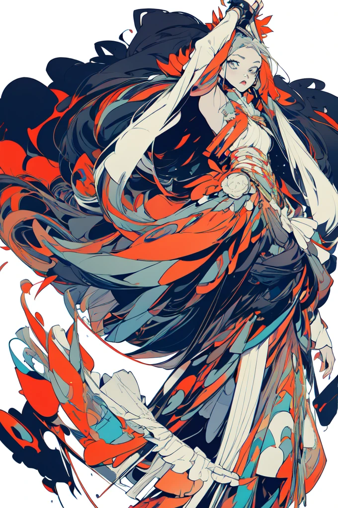 leaning back with hands out in the air,girl、high school girl、(masterpiece, highest quality, official art:1.2), (flat color:1.5),(colorful),looking at the viewer,1 girl,alone, white background, ,(2D:1.5) ,NSFW