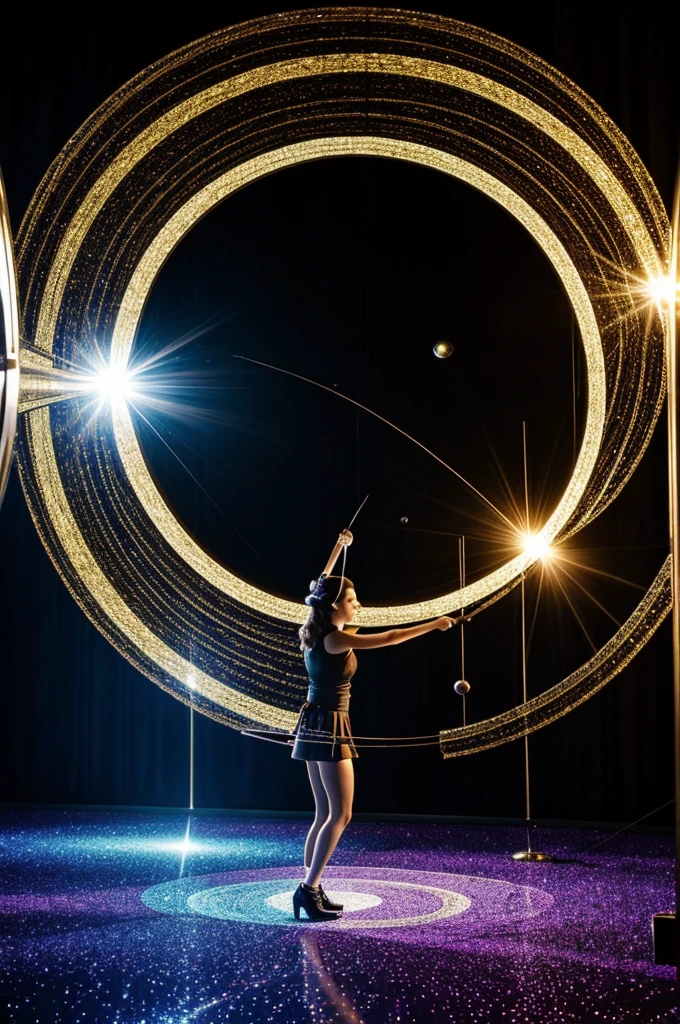 A bow shooting like an arrow at a mirror ball