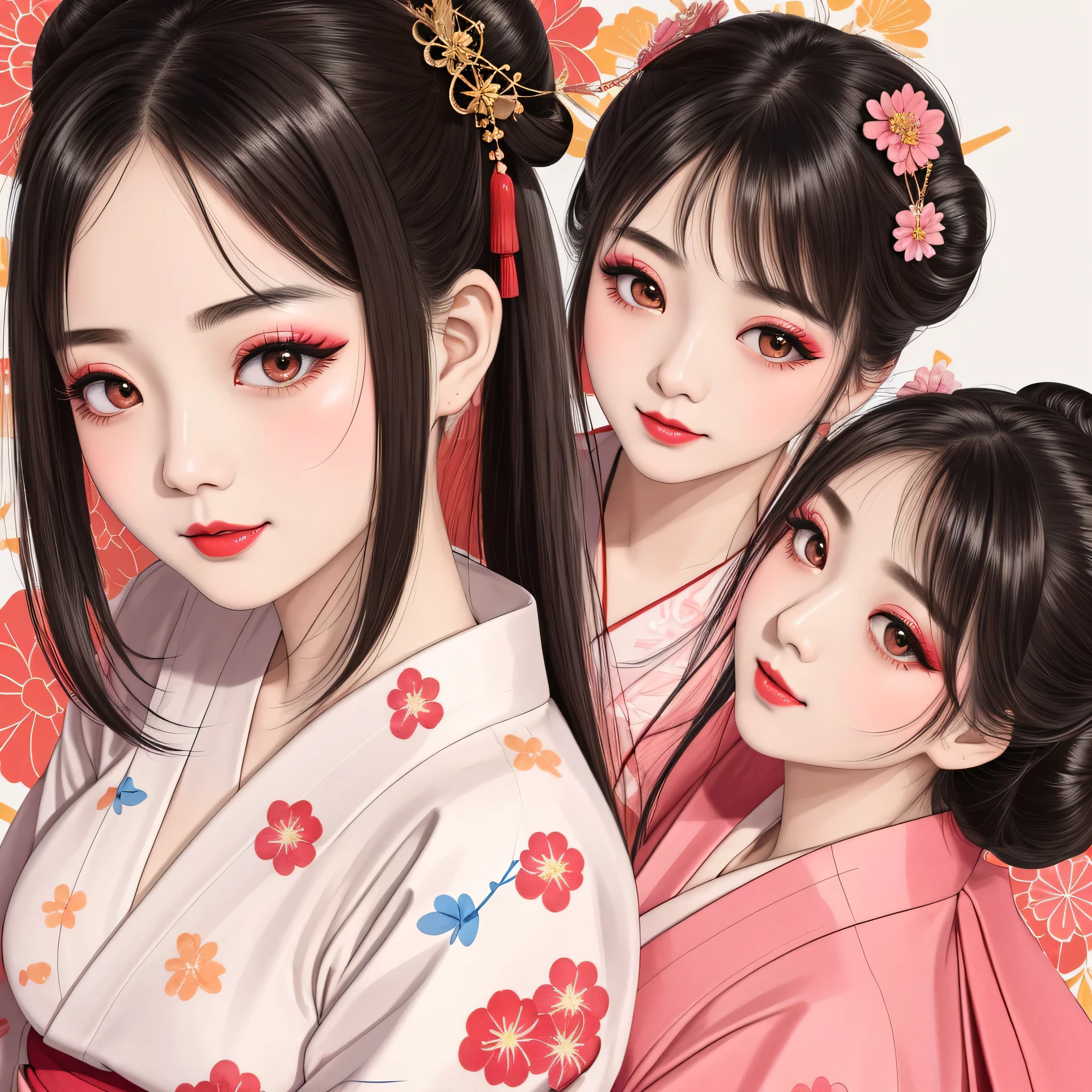Each has a different expression2People and sisters、(2 girls)、⦅Dancing traditional arts with grace)、((Big Breasts、Small Face、Not exposed))、Highest quality、masterpiece、(Black Hair、Bun Hair)、Brown Eyes、⦅Wide angle、Angle from above the waist、雑誌の表紙のtracing、Their gazes are different, staring into the distance⦆、(8K High Quality、masterpiece、High resolution、Realistic and beautiful light and shadow、(Highest quality)、(High Resolution)、(Very delicate and beautiful)、(Beautiful 8k face)、(With a smile、Beautiful eyes)、(Clear skin)、(Soft hair)、(8Head to Body)、(A Japanese-style yukata kimono with red, pink, orange and blue floral patterns on a white background, interspersed with gold powder、Wearing a yukata2Beautiful Japanese girls)、((Tanabata decoration background))、((Small Face))、(arms up)、Thin and small nose、(Red lipstick)、(Make your cheeks red)、(Glossy skin)、((Ink painting style))、Very thin eyebrows、Overall ultra-high image quality、(She is wearing maiko-style makeup.)、Whitening、Long and beautiful eyelashes、Glowing Skin、(Red cheeks),Straight nose、masterpiece、Highest quality、whole body、 Eyebrows visible through hair、Bun Hair、Grin、gal、コgal、Viewer's eyes、Plaid、Stylish、woman、fine、tracing、
Waiting to start