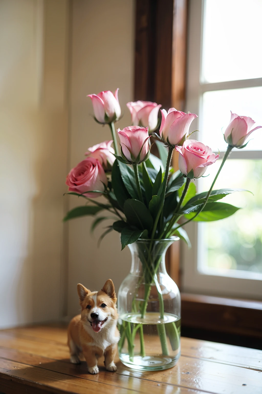 Corgi shaped vase,Holding flowers happily