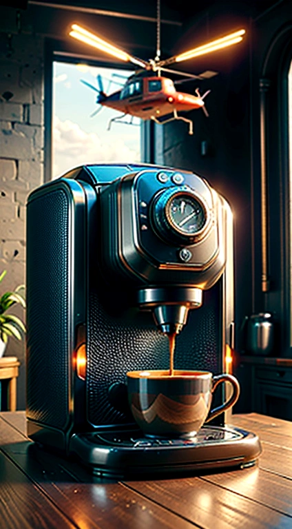 Elevate Your Coffee Experience with a Helicopter-Shaped Coffee Machine