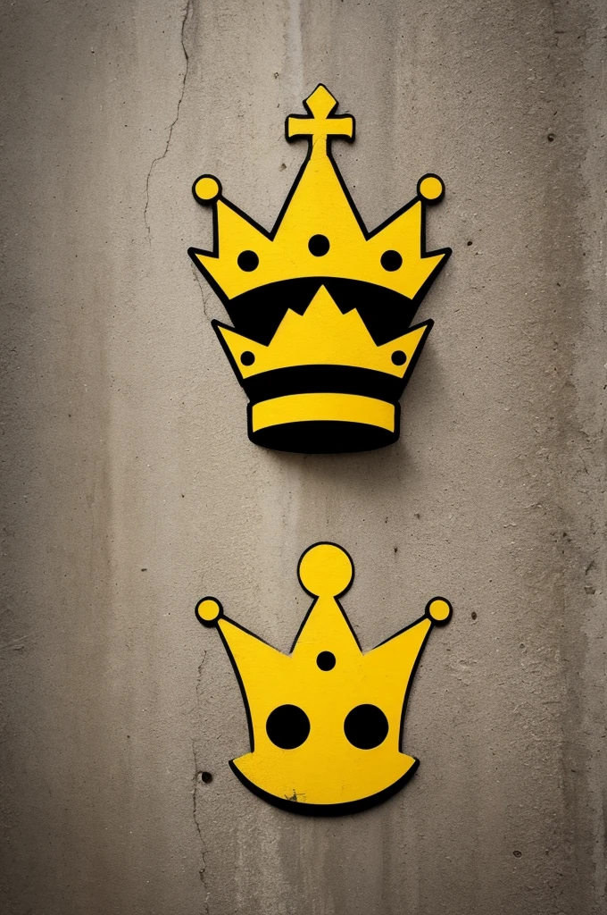 yellow crown icon. simple image, street graffiti. rustic style. White background.
