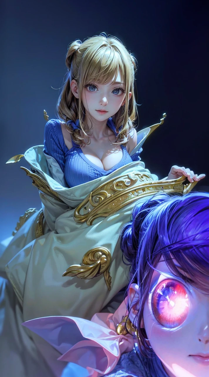(masterpiece:1.3), (8K, Photorealsitic, Raw photography, Top image quality: 1.4), Japan high school girls、(Random hairstyles:1.2)、cleavage of the breast:1.2、Super Detail Face、Eye of Detail、double eyelid、Bring your chest together、sharp focus:1.2、prety woman:1.4、light brown hair、top-quality、masterpiece、超A high resolution、(Photorealsitic:1.4)、Highly detailed and professional lighting smile、Loose and light knitwear、Shoulder out、slender、serious facial expression、short-haired、Fatal position