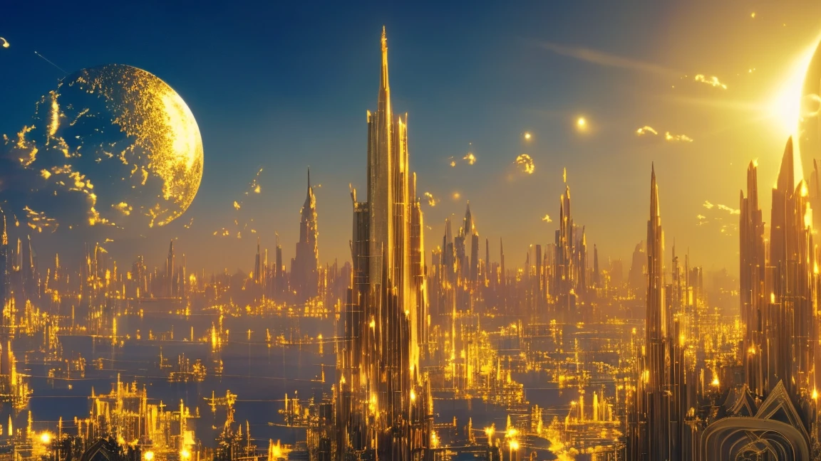 Fantasy, Shine, Cloud World, Flying Angel, Majestic gate and pillars, sun, Moon and Stars, In heaven, skyline,
Flying debris, Highest quality, Very detailed,
Sidon, Sidon style
(Realistic, Very delicate and beautiful, Written boundary depth, Film Grain, Professional Lighting,
Photon Mapping, Radio City, Physically Based Rendering,