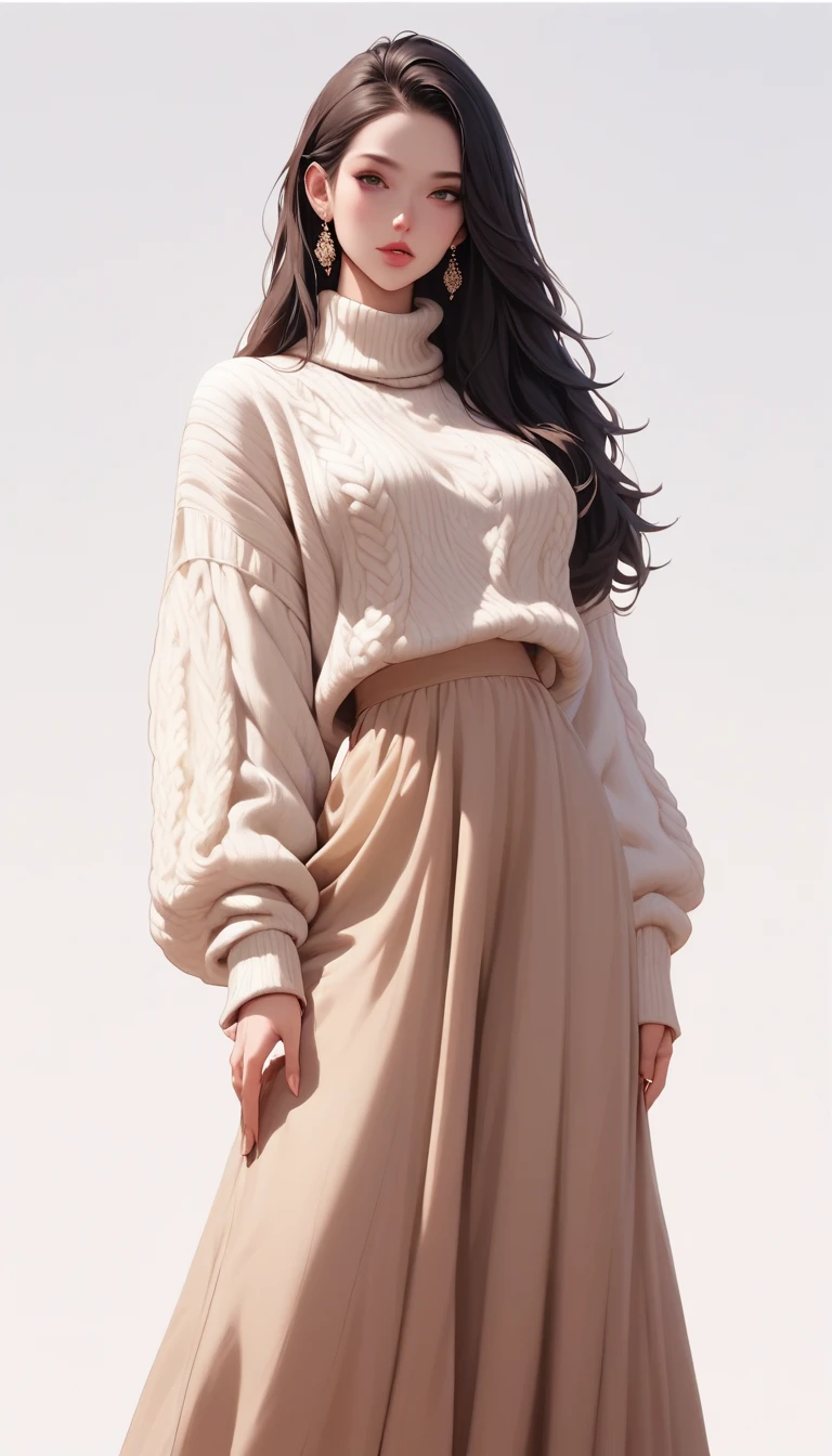 score_9, score_8_up, score_7_up, score_6_up, score_5_up, score_4_up, Images like the cover of a fashion magazine, beautiful women, seductive expressions, outstanding style, great poses, wearing loose summer knit sweater, long skirt, great fashion sense
