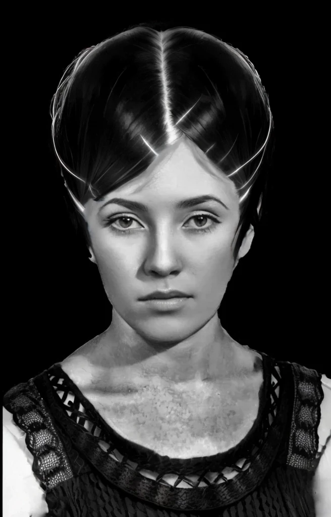 Hair lightening, more hair shine, more light, more light reflections from hair, sunlight on hair, b&w picture