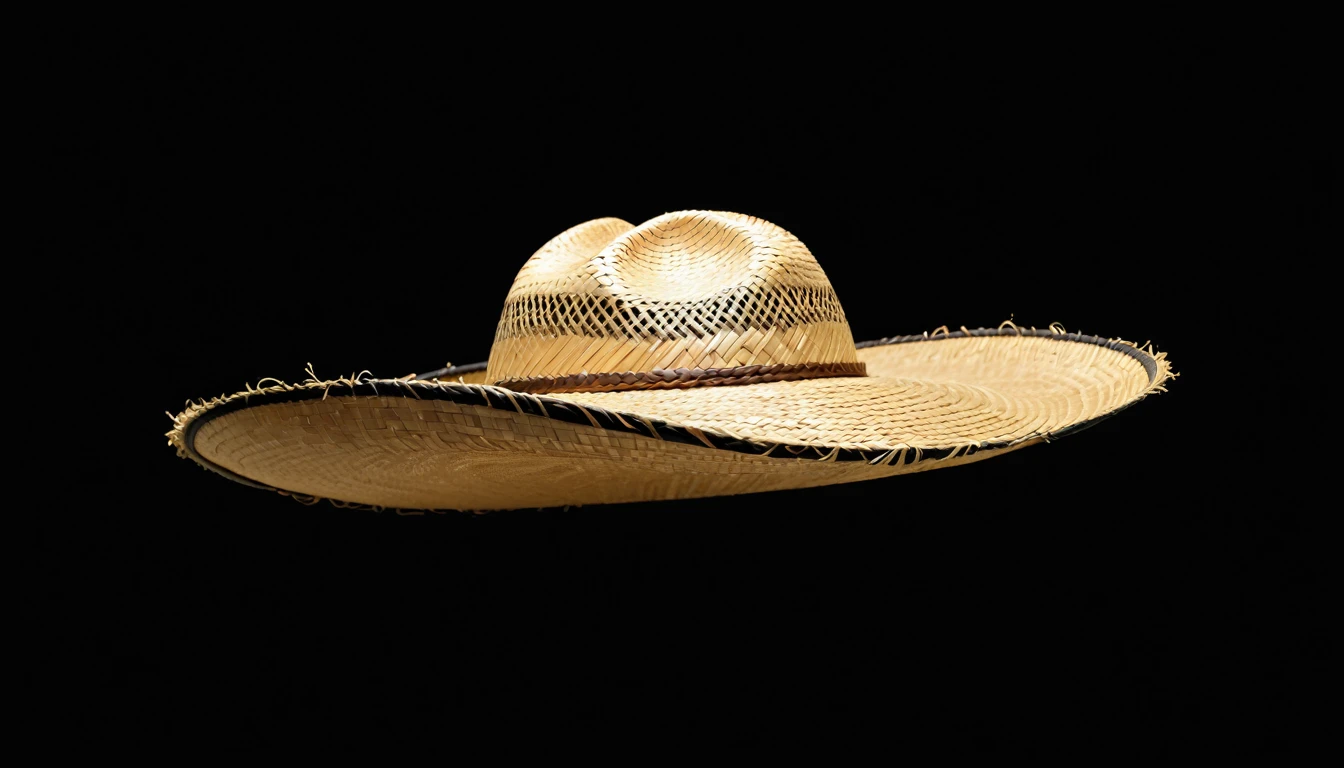 there is a straw have with a brown band on it, straw have, Mexican Sombrero, wearing huge straw have, wearing straw have, straw, with straw have, fancy have, wearing wide sunhave, On black background, ten-gallon have, have, brown have, On black background, no have, dark have, Contextureless, black sun have,straw,weave,Art