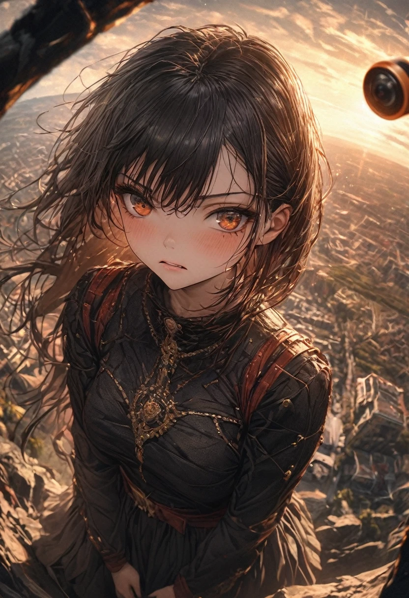 High school girls、Have a weapon、Serious expression、Top quality, hyper detail, highly detailed, full HD, 16K, absurdes, huge scale, golden ratio, wide angle lens, landscape, soft surfaces, warm lighting, pinhole camera, deep focus, depth of field, sense of depth