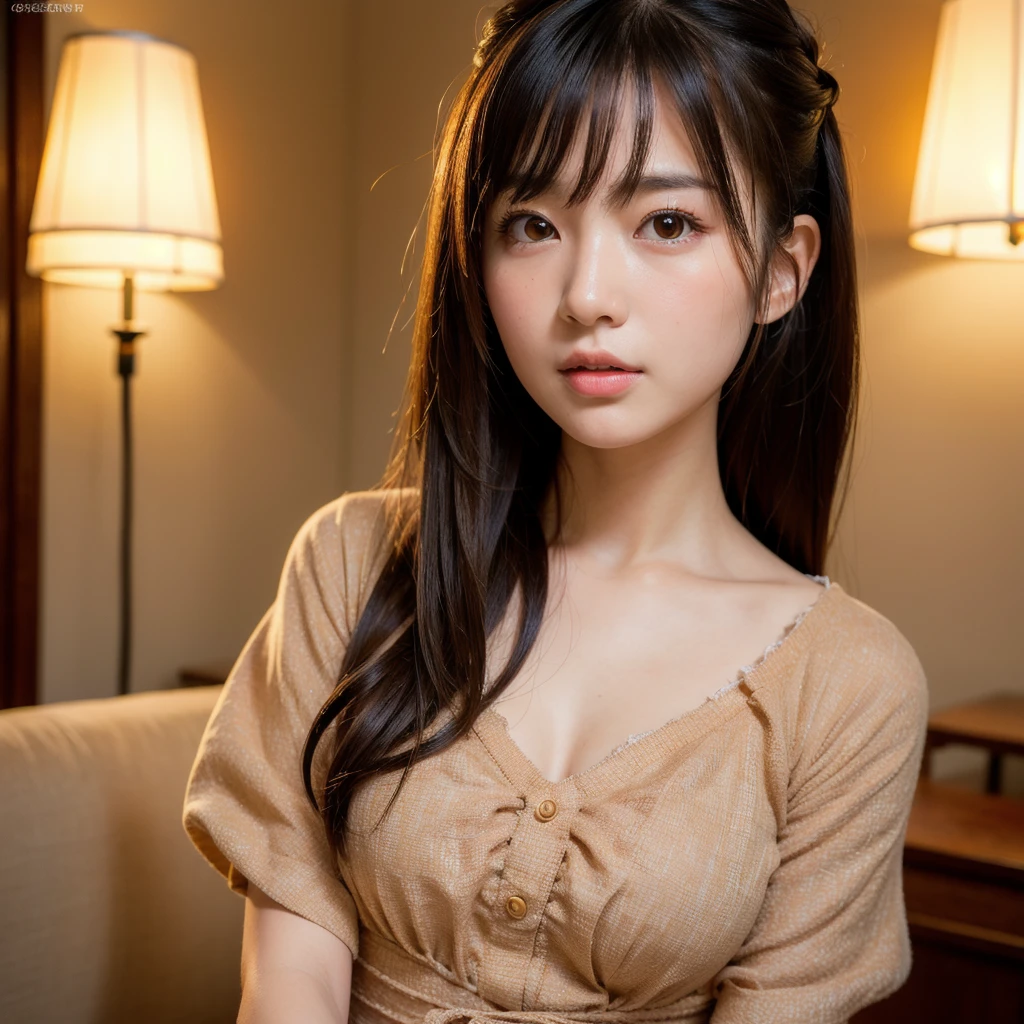 best quality, face focus, soft light, ultra high res, (photorealistic:1.4), RAW photo,
1japanese girl, solo, cute, (pupil, lights in the eyes), detailed beautiful face, (small chest),(high resolution detail of human skin texture),
(long hair),
indoor,
Damask Shirt Dress,
(portrait)