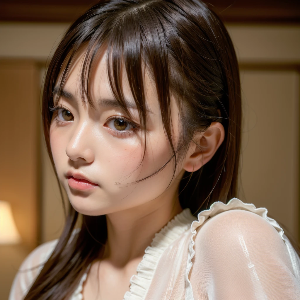 best quality, face focus, soft light, ultra high res, (photorealistic:1.4), RAW photo,
1japanese girl, solo, cute, (pupil, lights in the eyes), detailed beautiful face, (small chest),(high resolution detail of human skin texture),
(long hair),
indoor,
Damask Shirt Dress,
(portrait)
