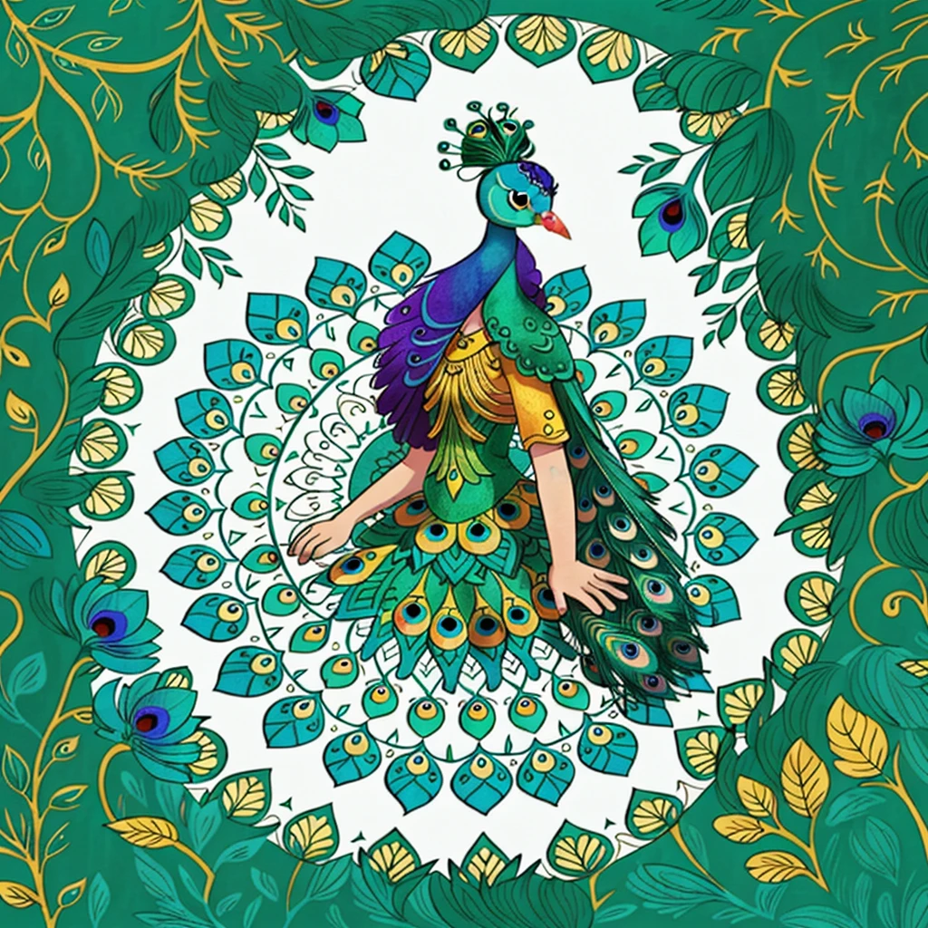peacock mandala coloring page for grown ups