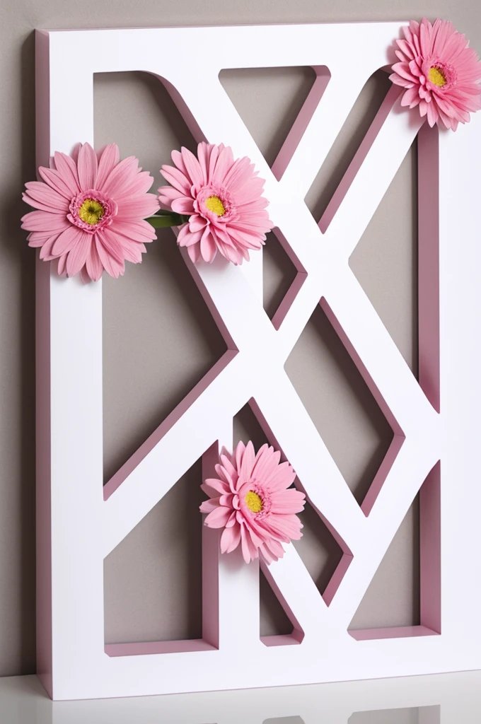 Letter A With pink flowers on white background cut out should look in 3d