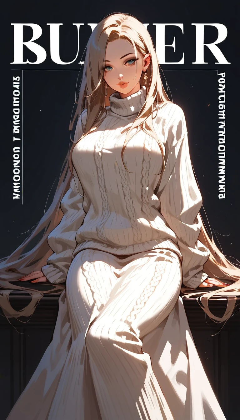 score_9, score_8_up, score_7_up, score_6_up, score_5_up, score_4_up, Images like the cover of a fashion magazine, beautiful women, seductive expressions, outstanding style, great poses, wearing loose summer knit sweater, long skirt, great fashion sense