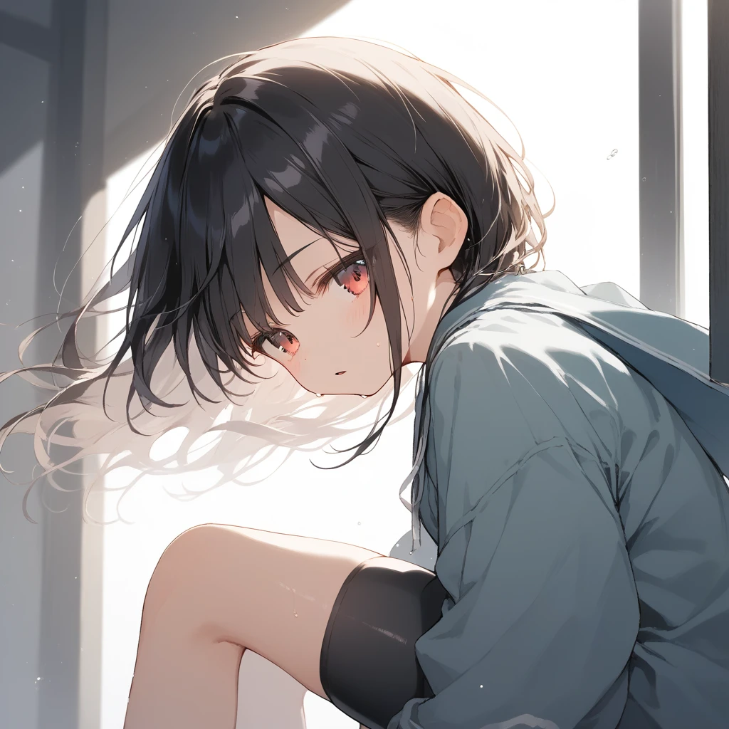 score_9, score_8_up, score_7_up, source_anime, best quality, masterpiece, official art, absurdres, highres, ultra-detailed,waifu2x,Collection: Slice of Life,break,1girl, 15-year-old, short hair, black hair, small breasts, beautiful detailed face, beautiful detailed eyes, well-proportioned iris and pupils, parted lips, beautiful detailed lips, bike shorts, sweat, expressionless, sleepily, School commute route, outdoors, wind, break,(clear line illustration:1.2),very high resolution, very aesthetic, super detailed skin, Best cinematic lighting powered by famous artist, 8k, beauty illustration,photoshop_(medium),,(Detailed Lighting),best anime 8k konachan wallpaper, pixiv contest winner,